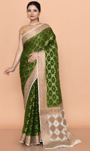 Banarasi Pure Silk Saree in Green